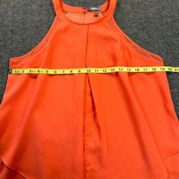 Neiman Marcus Tank Top Womens Large Bright Peach Sleeveless Halter Layered Crepe - Picture 5 of 9